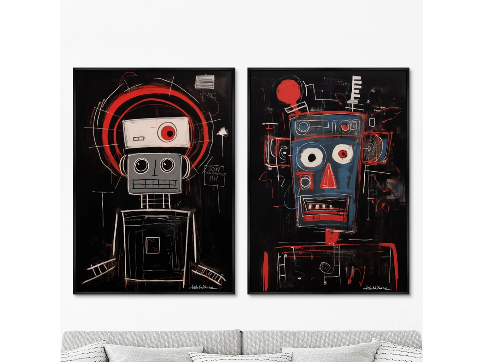 Набор из 2-х репродукций картин на холсте Robots, the joy of being, 2024г. 925969