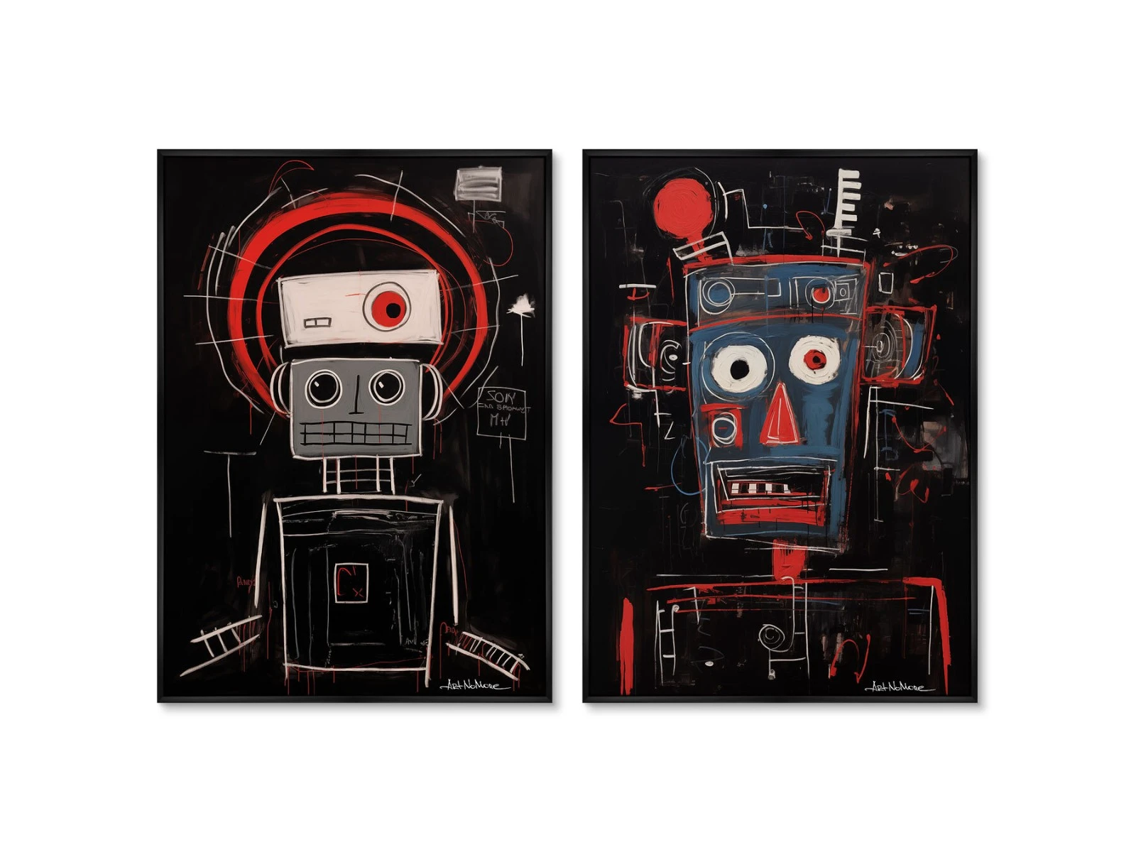 Набор из 2-х репродукций картин на холсте Robots, the joy of being, 2024г. 925969