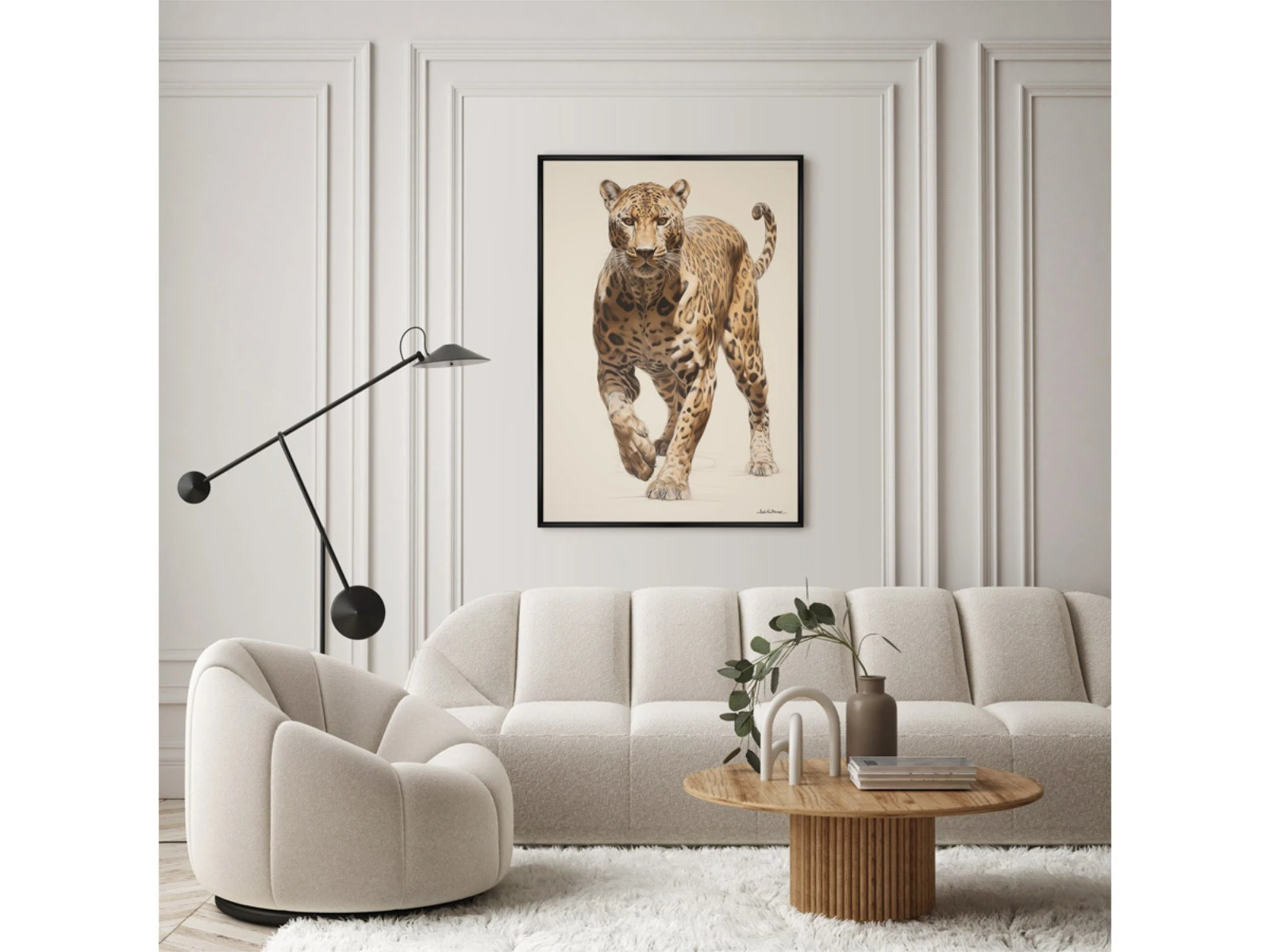 Репродукция картины на холсте Leopards hunt, No 2, 2024г. 926200  - фото 3