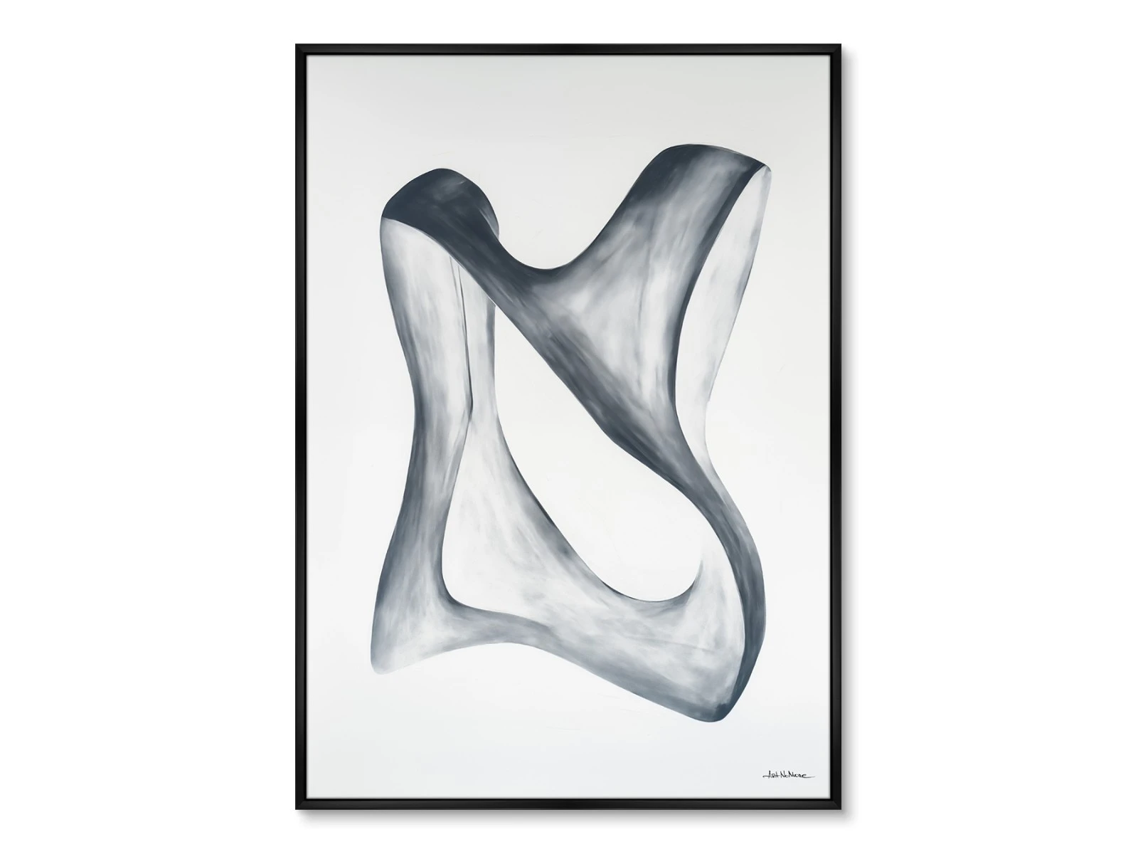 Репродукция картины на холсте Streamlined shape in white and grey, 2024г. 926214