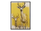 Репродукция картины на холсте Deer on yellow, 2024г.