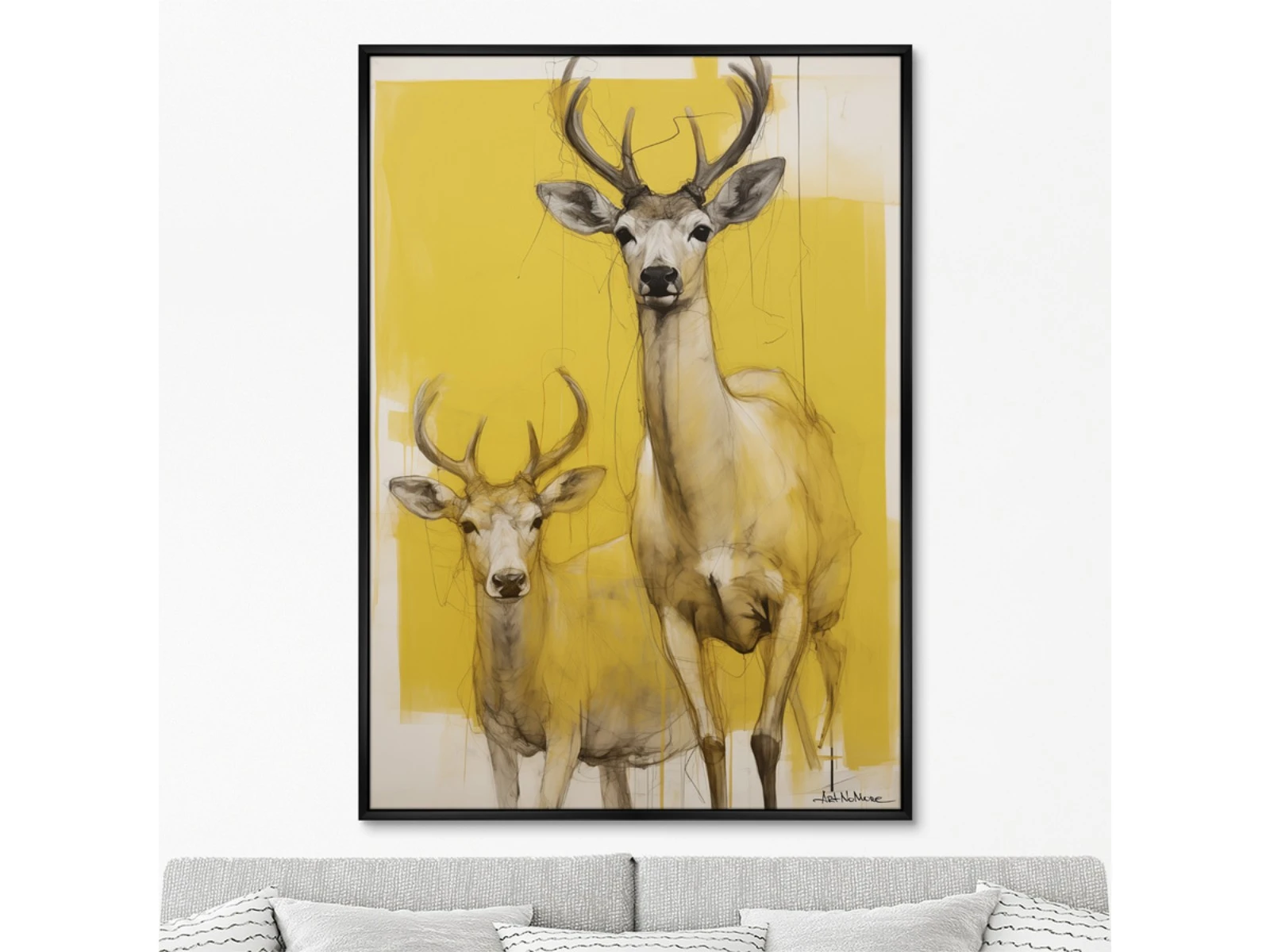 Репродукция картины на холсте Deer on yellow, 2024г. 926275