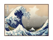 Репродукция картины на холсте Большая волна в Канагаве (фргм.), 1832г.
