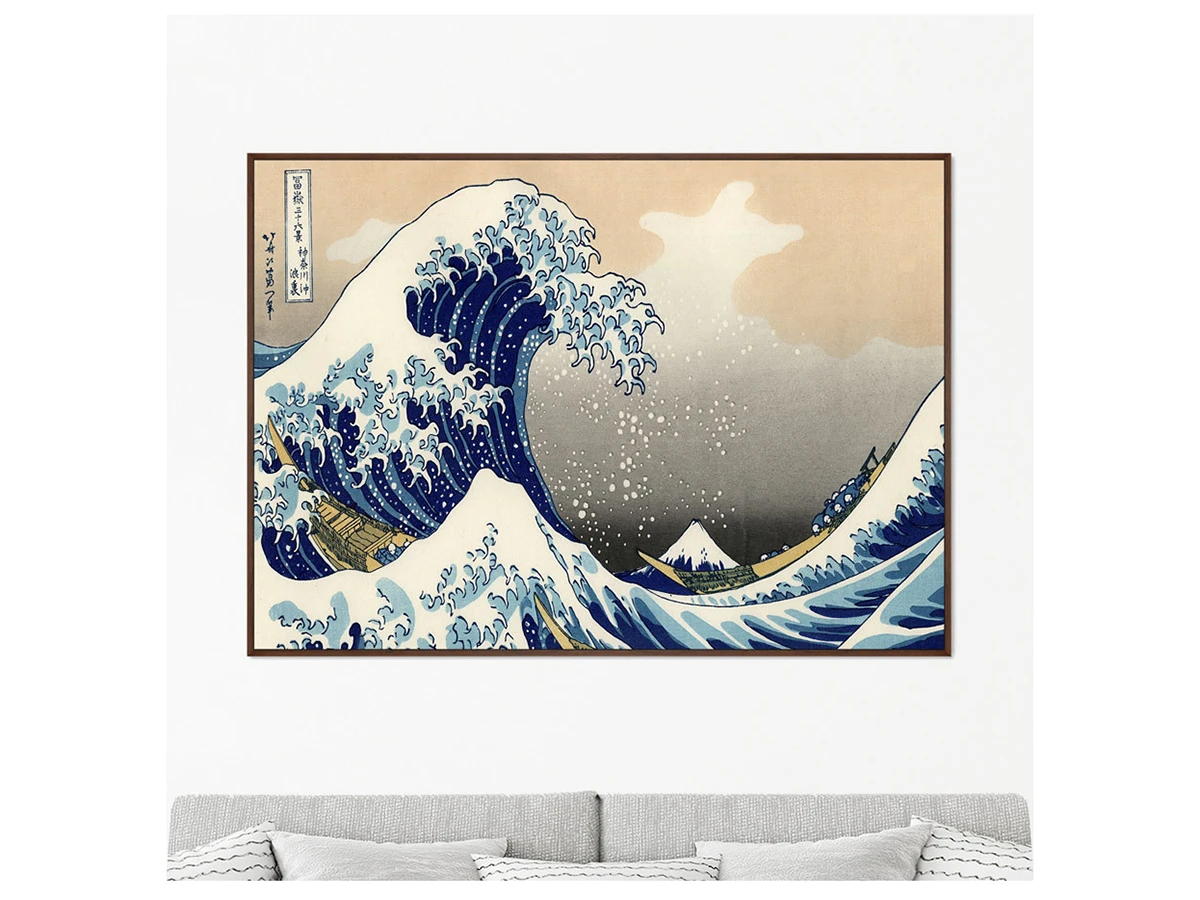 Репродукция картины на холсте Большая волна в Канагаве (фргм.), 1832г. 640343  - фото 4