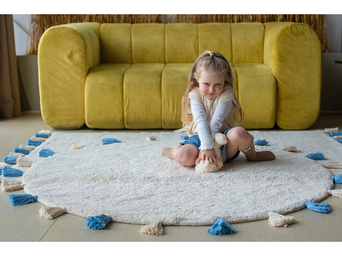 Хлопковый ковер COLORFUL WHITE BLUE 934429  - фото 6