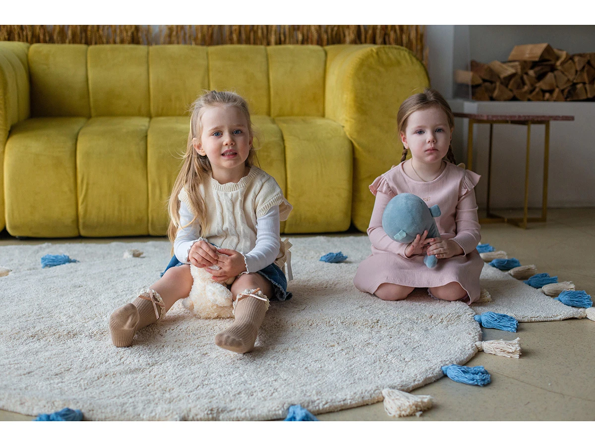 Хлопковый ковер COLORFUL WHITE BLUE 934429  - фото 7