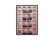 Постер в рамке Красный дом с лестницей 40х60 см