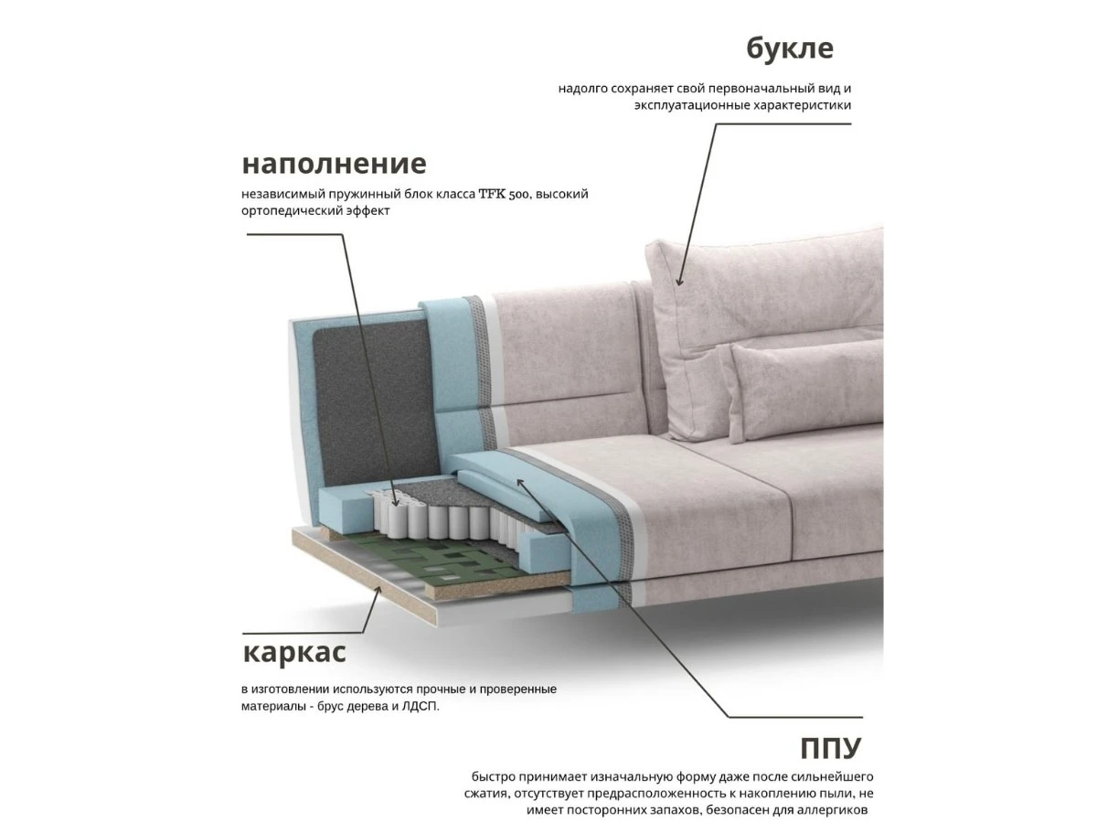 Диван прямой не раскладной Кёльн Clarins 940078  - фото 6