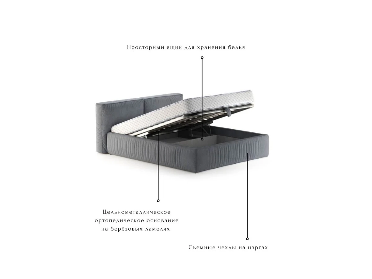 Кровать Лофт 160х200, двуспальная с подъемным механизмом 940124  - фото 6