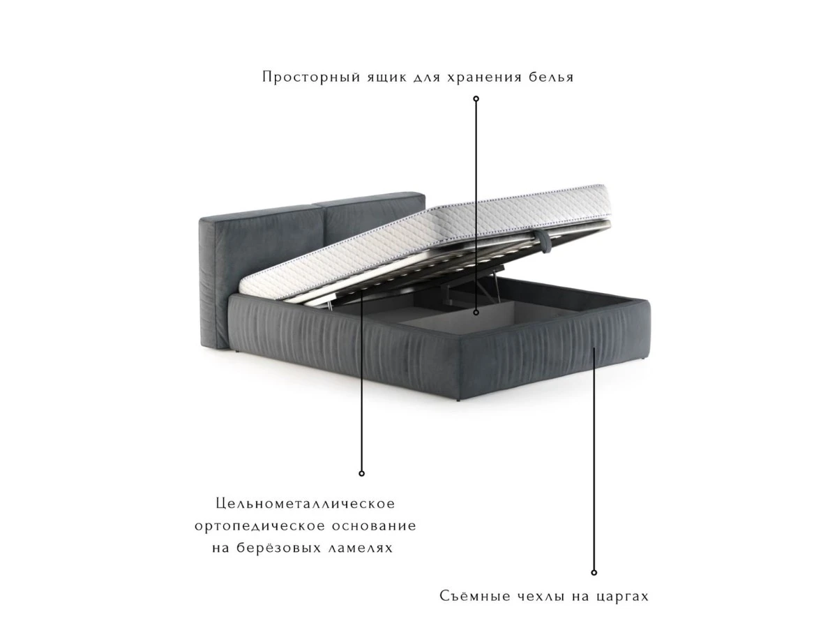 Кровать Лофт 160х200, двуспальная с подъемным механизмом 940127  - фото 6