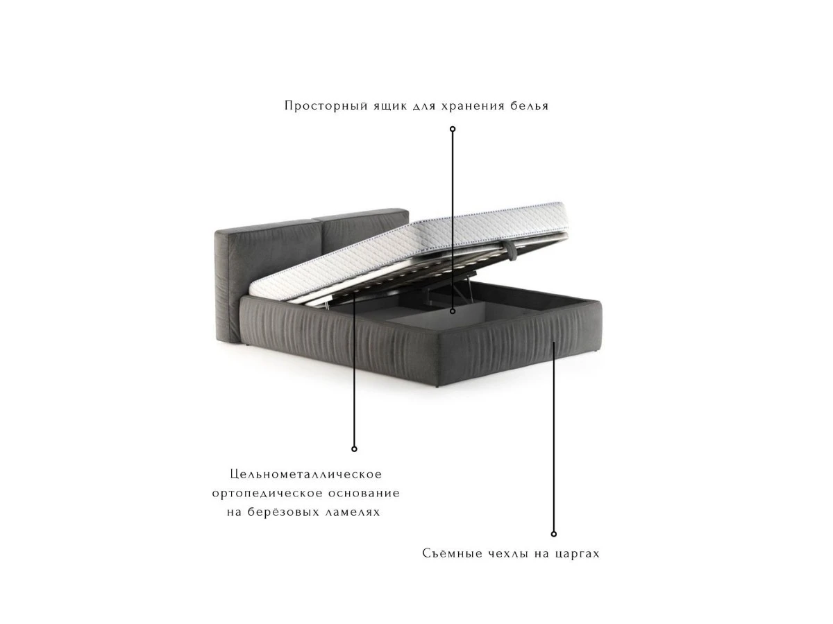 Кровать Лофт 160х200, двуспальная с подъемным механизмом 940160  - фото 6