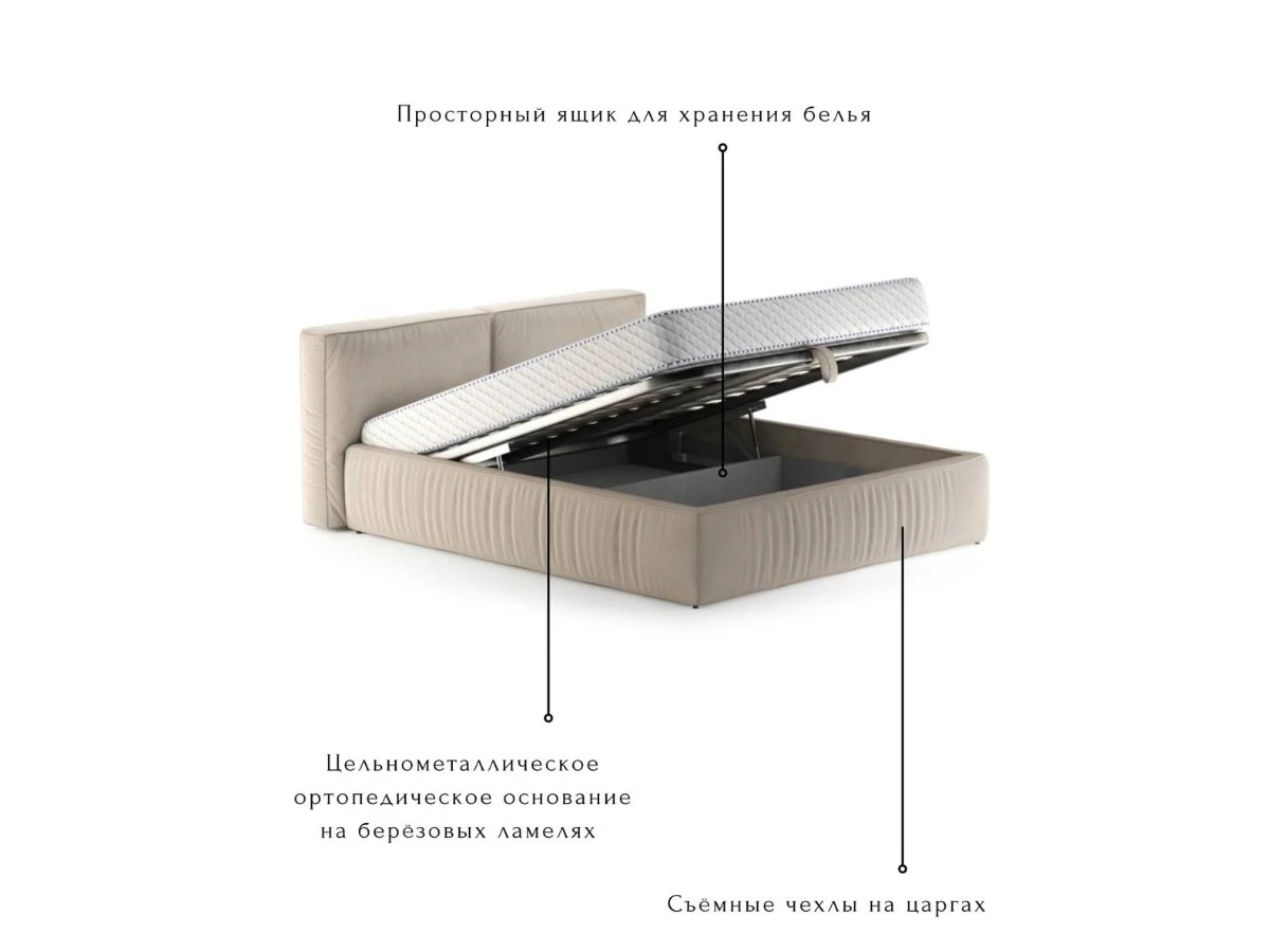 Кровать Лофт 160х200, двуспальная с подъемным механизмом 940189  - фото 6