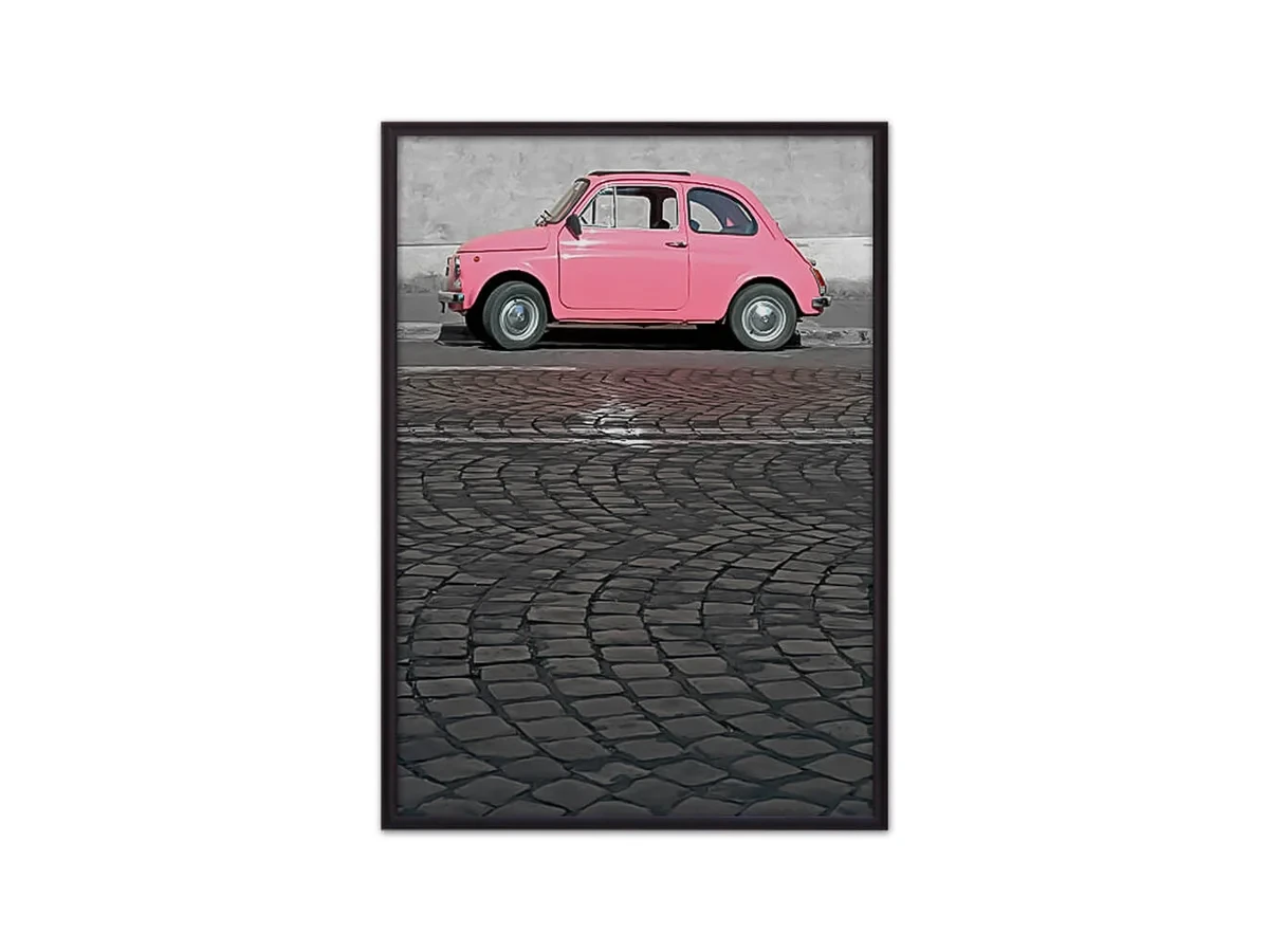 Постер в рамке Розовый автомобиль 21х30 см 645530