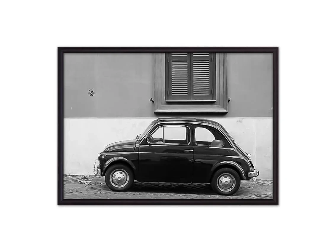 Постер в рамке Черный автомобиль Рим 50х70 см 645644