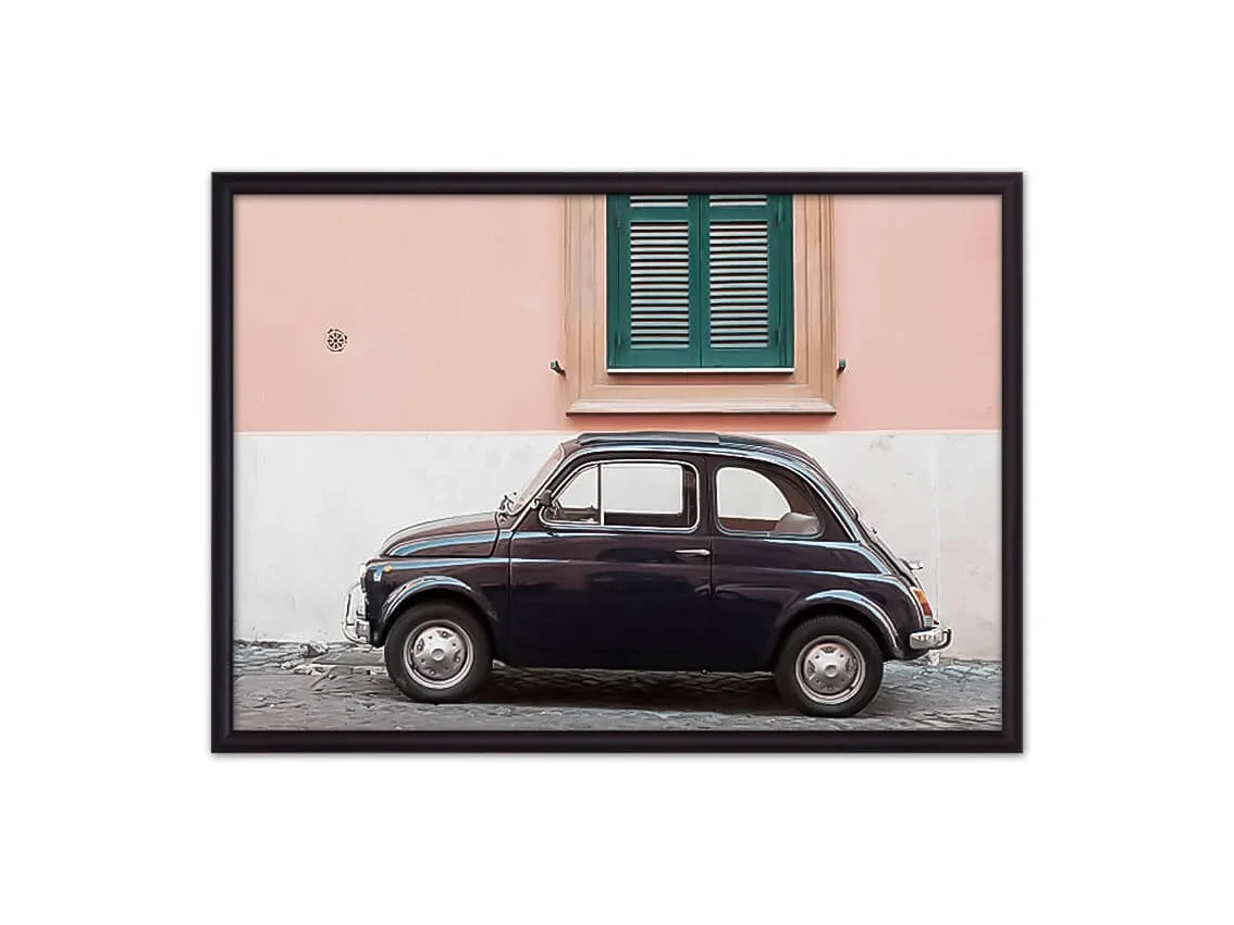 Постер в рамке Черный автомобиль Рим 40х60 см 645645  - фото 1