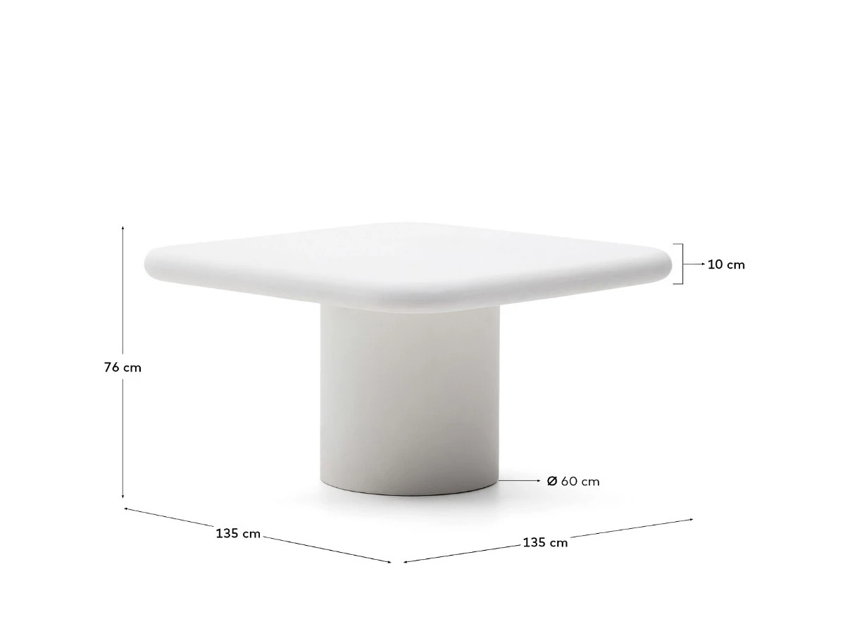Уличный стол Addaia цемент, белый 135 x 135 см 947589  - фото 3