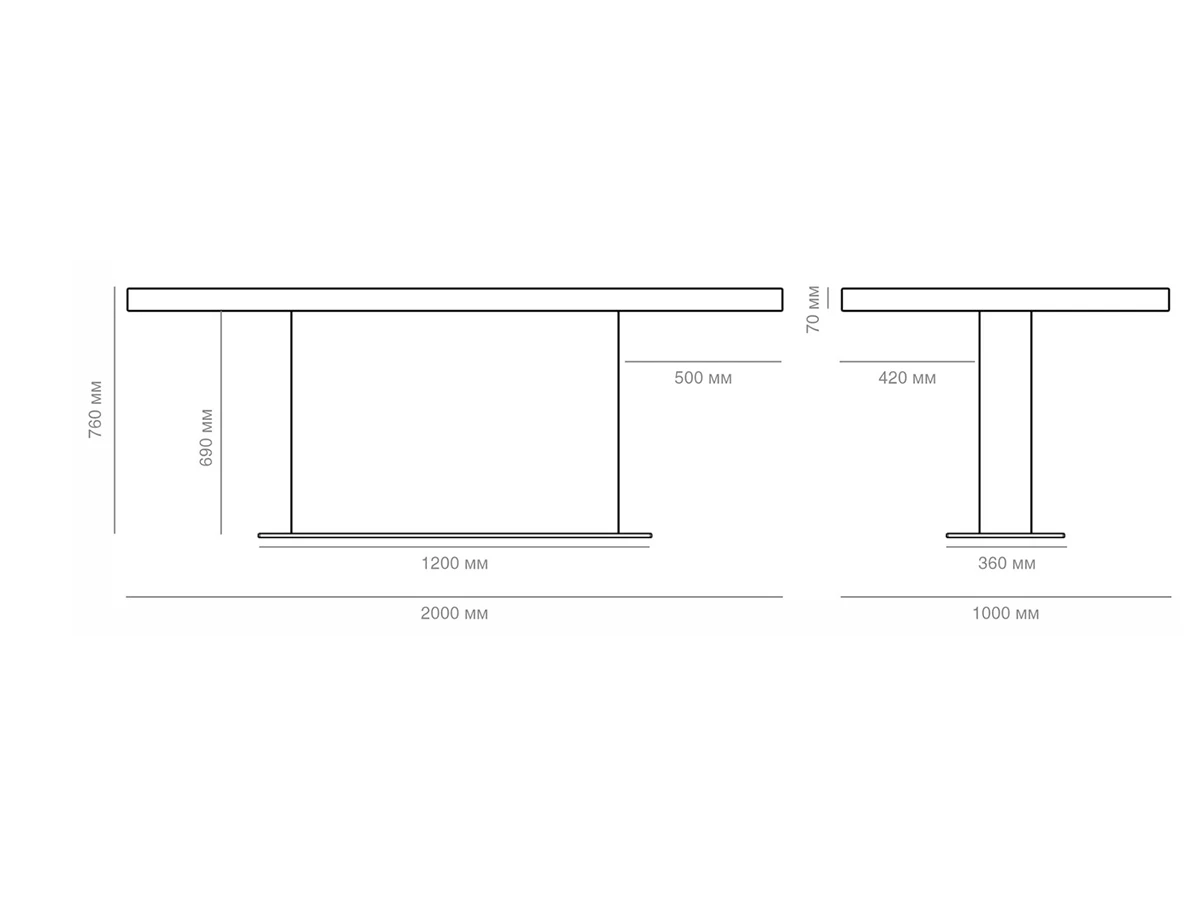 Стол обеденный 2000*1000*760 QUADRA 948195  - фото 3