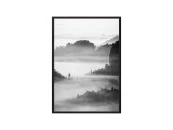 Постер в рамке Горы в тумане 50х70 см