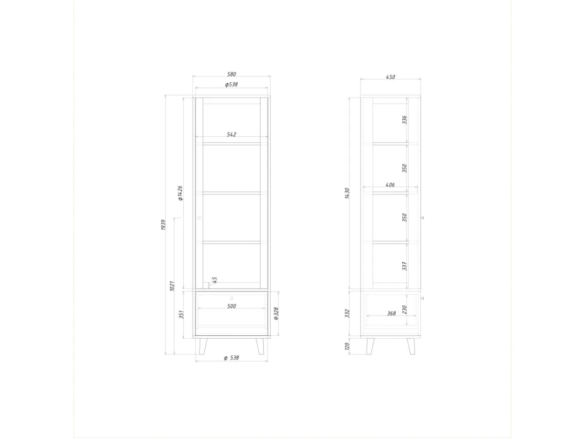 Узкая витрина TW161/2 951419  - фото 6