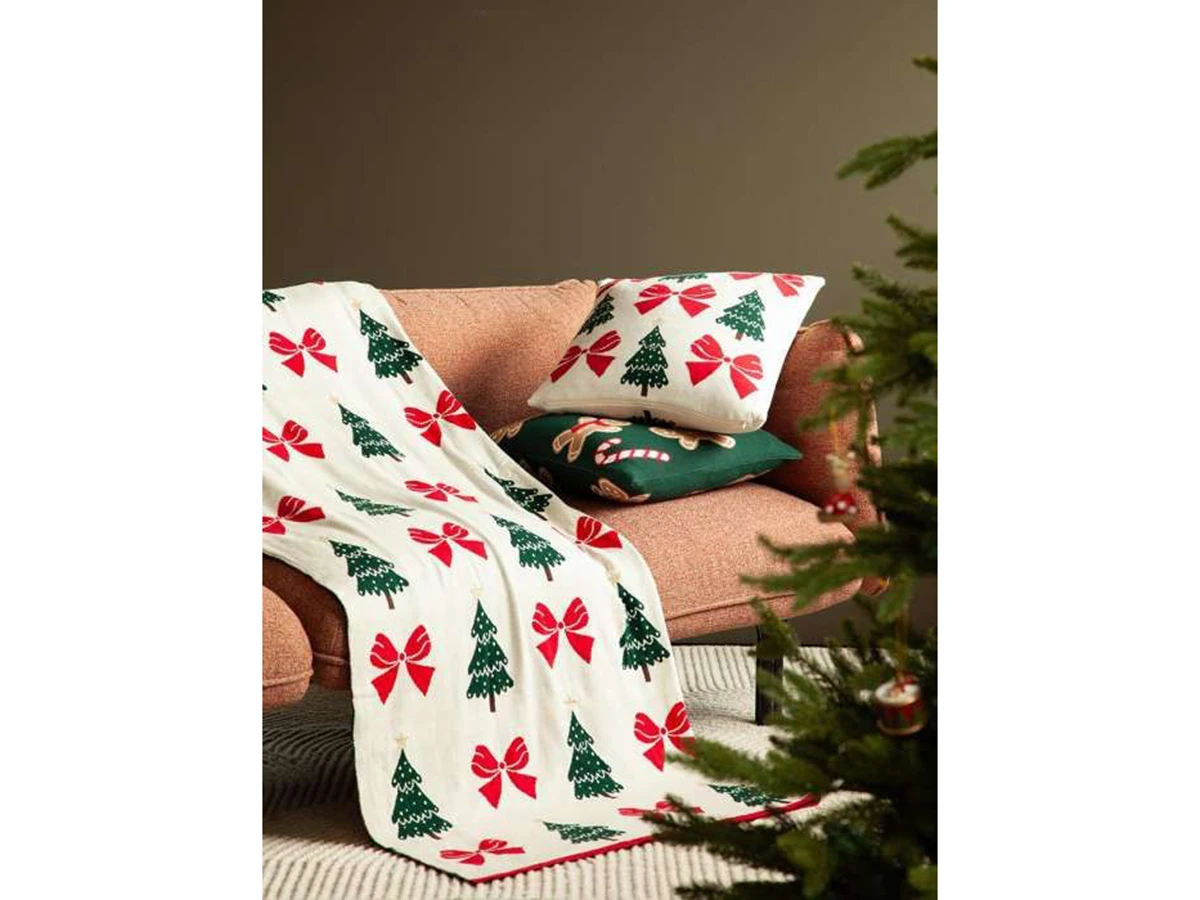 Плед из хлопка с новогодним рисунком Christmas Bows 954362  - фото 5