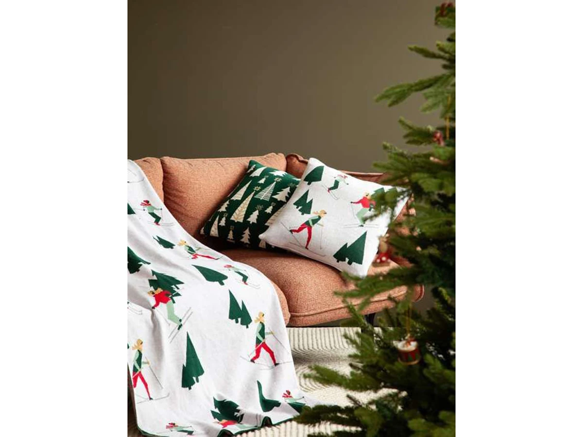 Плед из хлопка с новогодним рисунком Let's Ski 954369  - фото 5