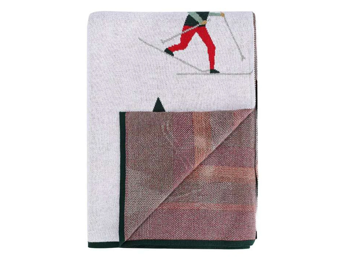 Плед из хлопка с новогодним рисунком Let's Ski 954369