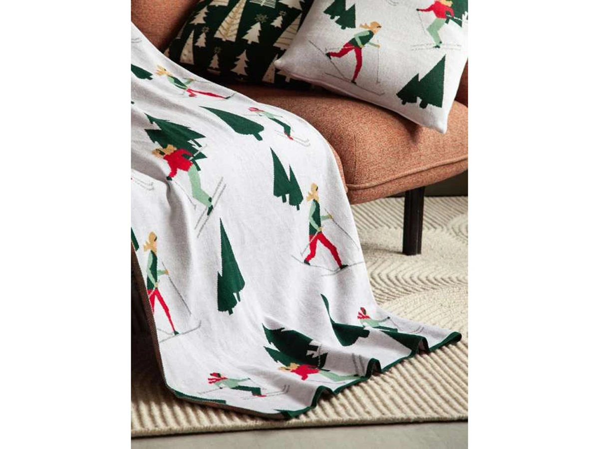 Плед из хлопка с новогодним рисунком Let's Ski 954369  - фото 6