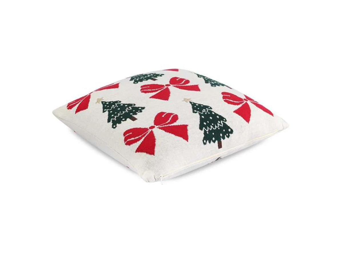 Подушка вязаная с новогодним рисунком Christmas Bows 954378