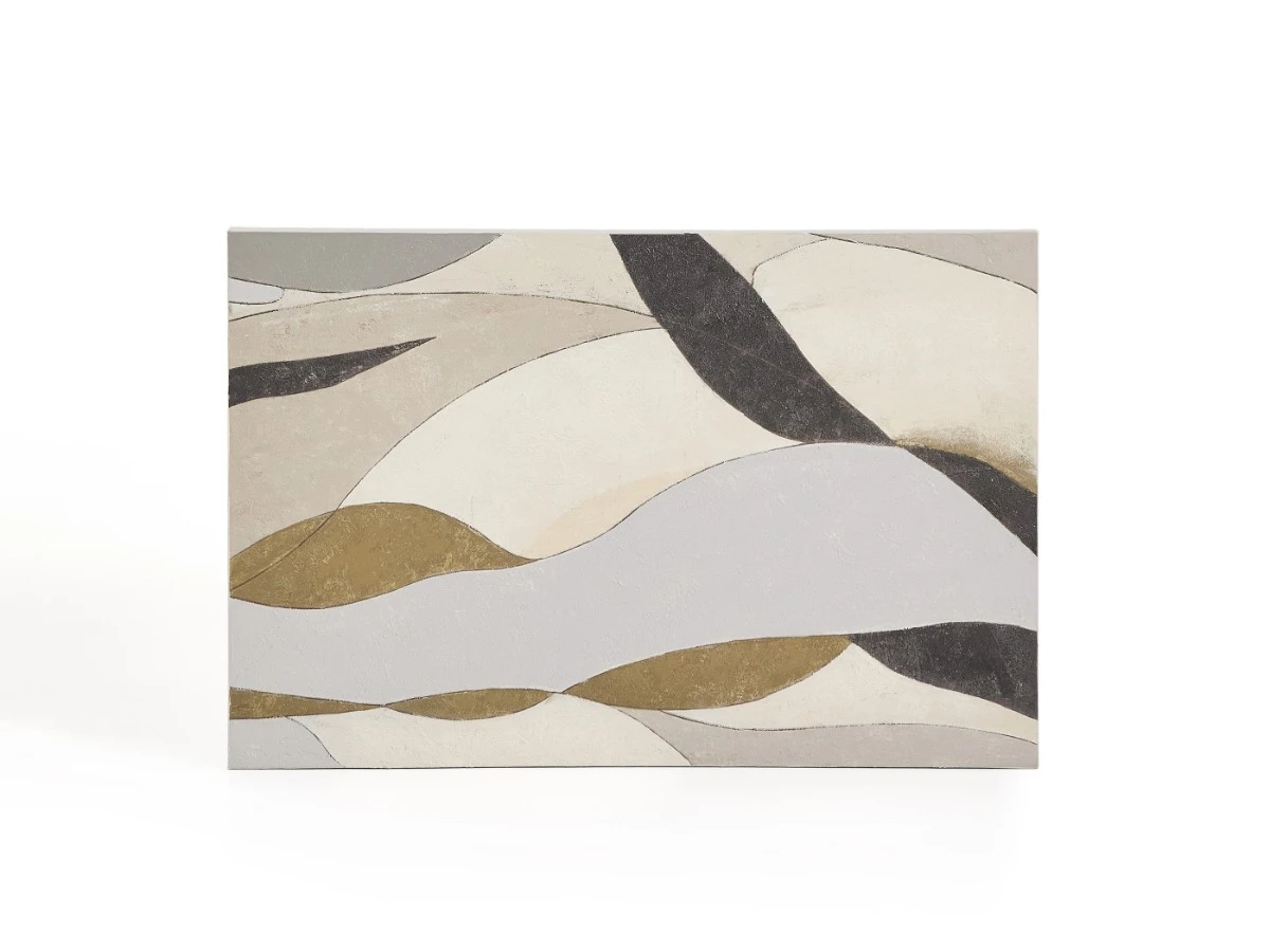 Абстрактный холст Marvilo серо-горчичного 961969  - фото 5