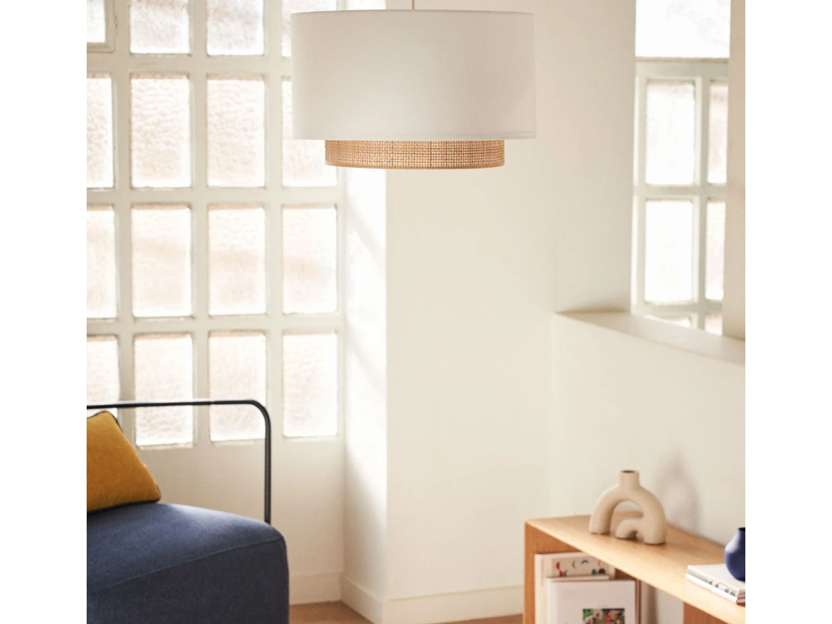 Бамбуковый потолочный плафон Erna с натуральной белой отделкой D 40 см 961997