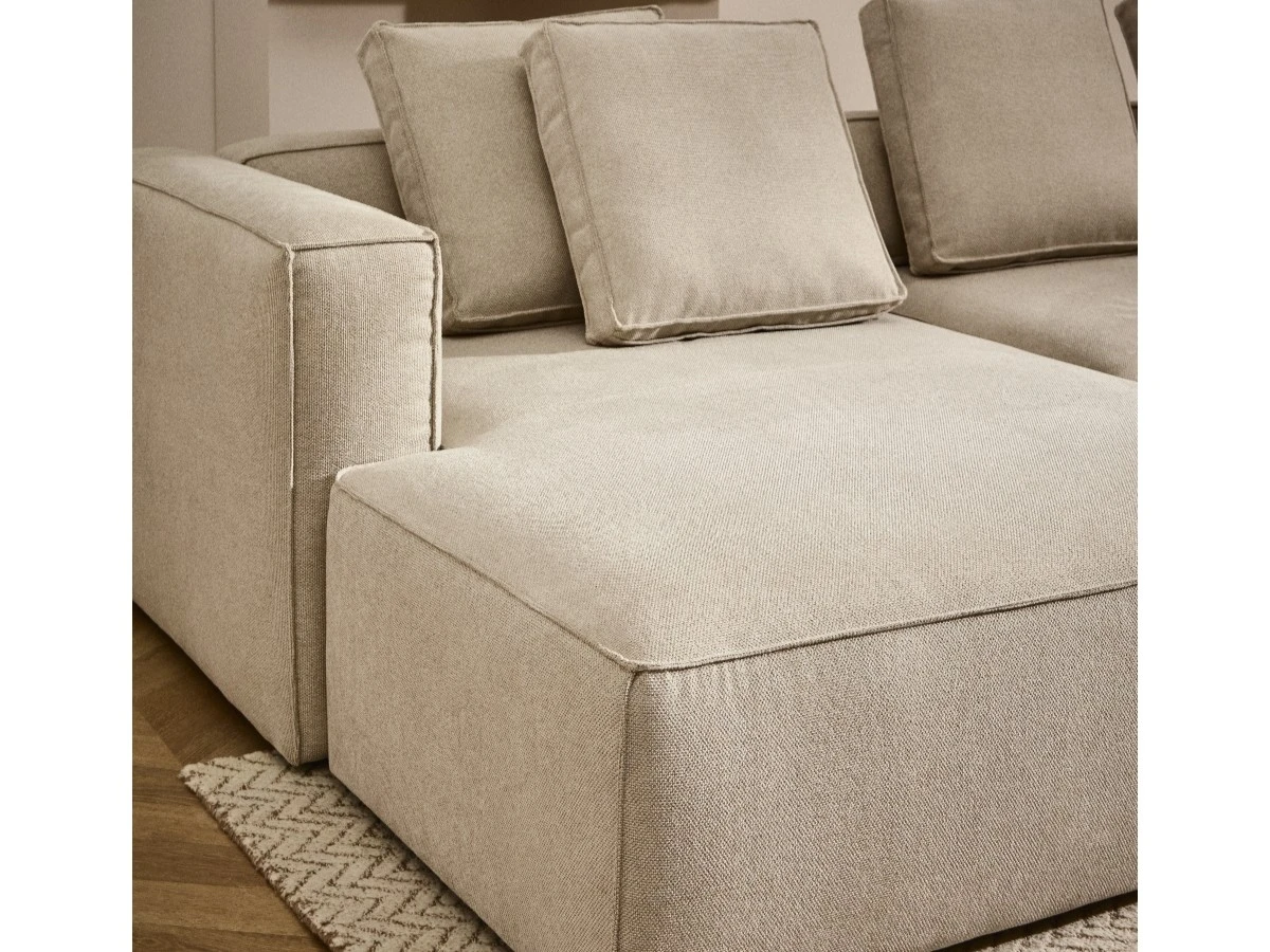 3-местный диван-кровать Marela бежевый шенилл с кушеткой слева 962102  - фото 3