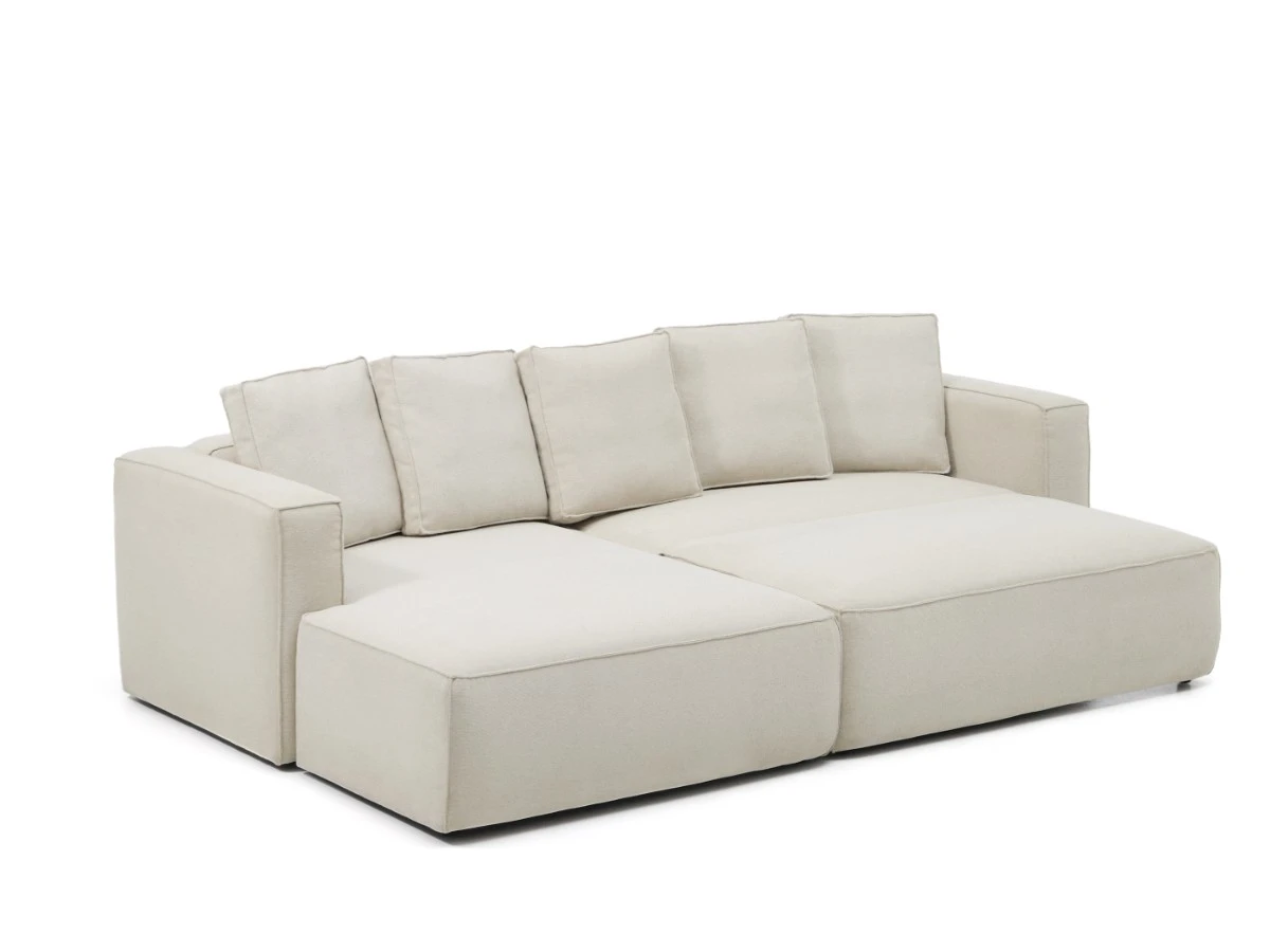 3-местный диван-кровать Marela бежевый шенилл с кушеткой слева 962102  - фото 5