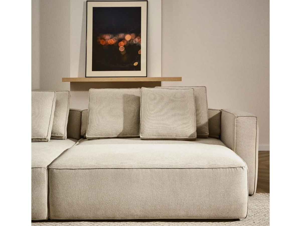 3-местный диван-кровать Marela бежевый шенилл с кушеткой слева 962102