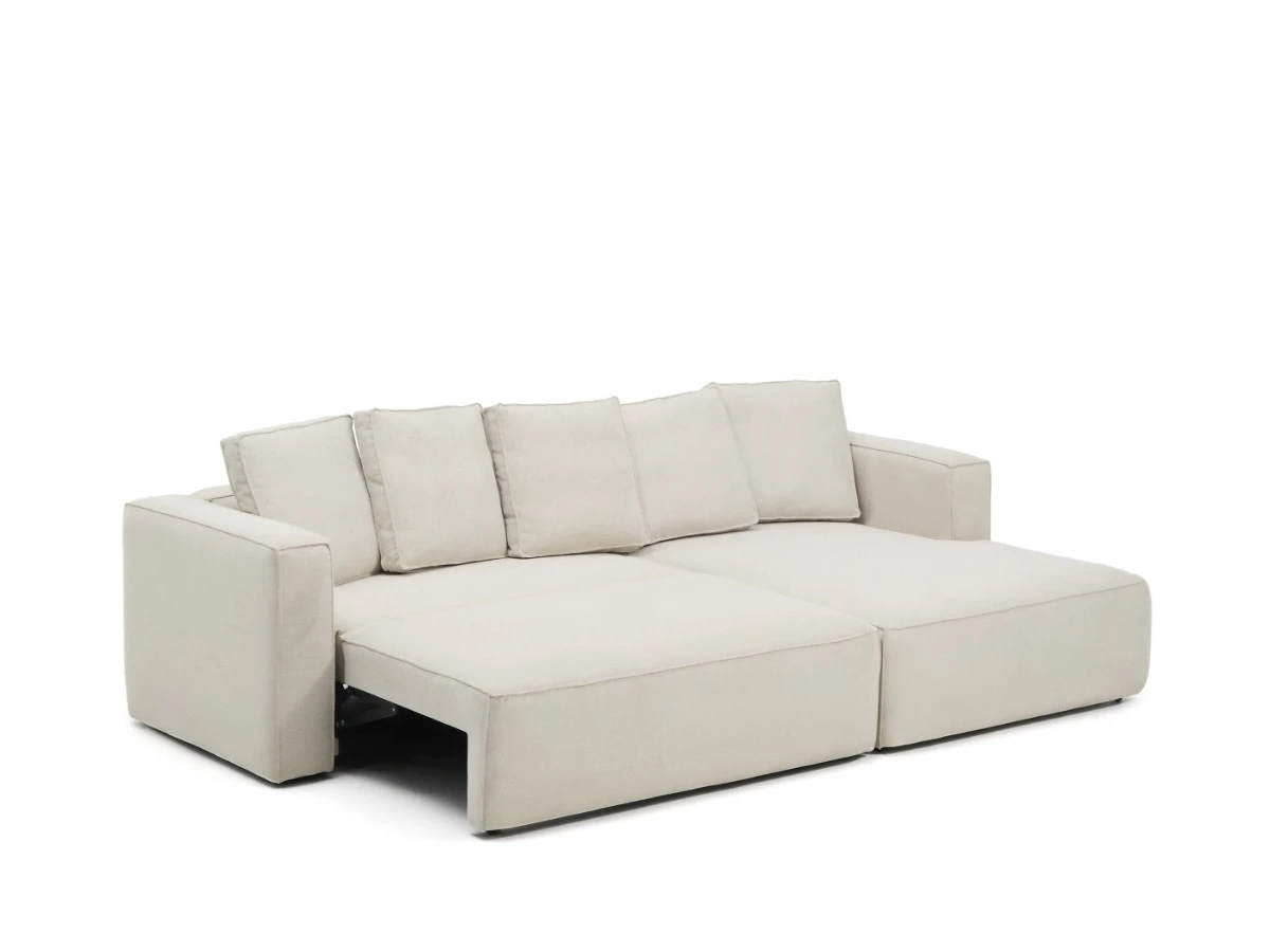 3-местный диван-кровать Marela бежевый шенилл с кушеткой справа 276 см 962112  - фото 5