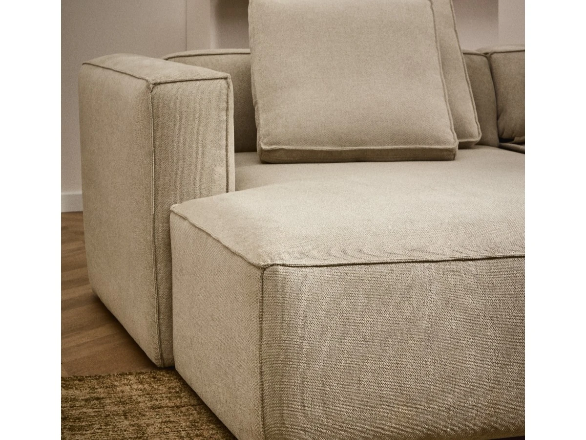 Диван-кровать Marela бежевый шенилл 3-местный с кушеткой слева 236 см 962185