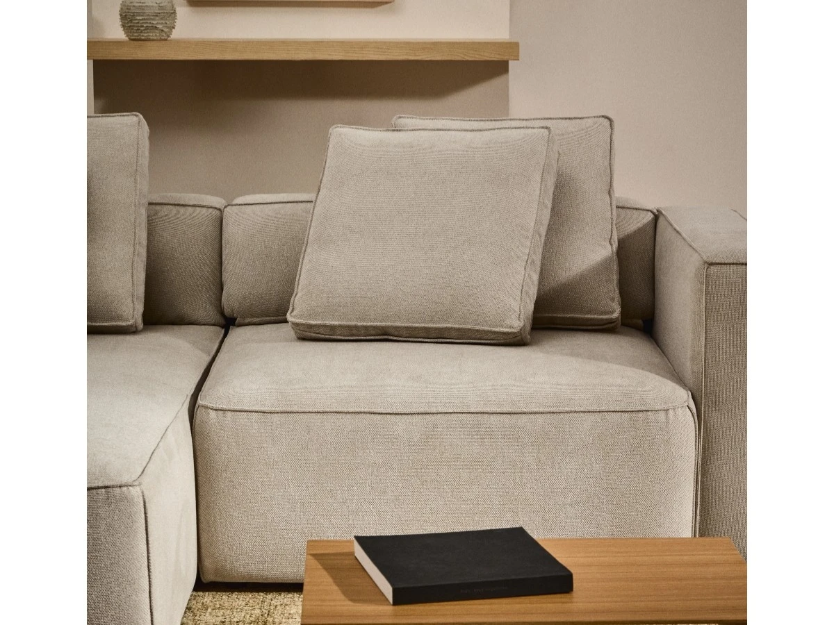 Диван-кровать Marela бежевый шенилл 3-местный с кушеткой слева 236 см 962185  - фото 3