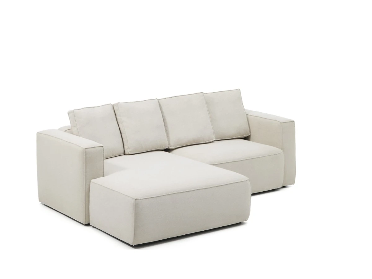 Диван-кровать Marela бежевый шенилл 3-местный с кушеткой слева 236 см 962185  - фото 4