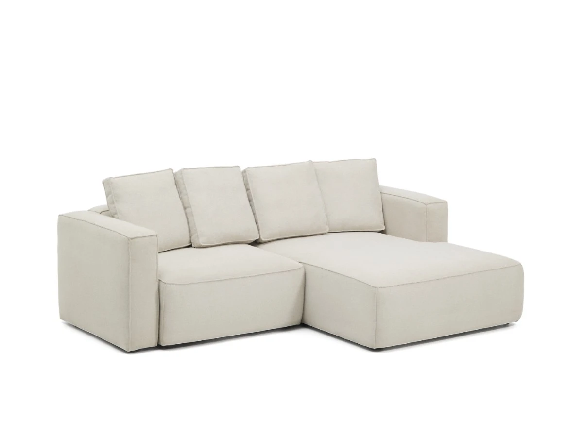 Диван-кровать Marela бежевый шенилл 3-местный с кушеткой справа 236 см 962195  - фото 4