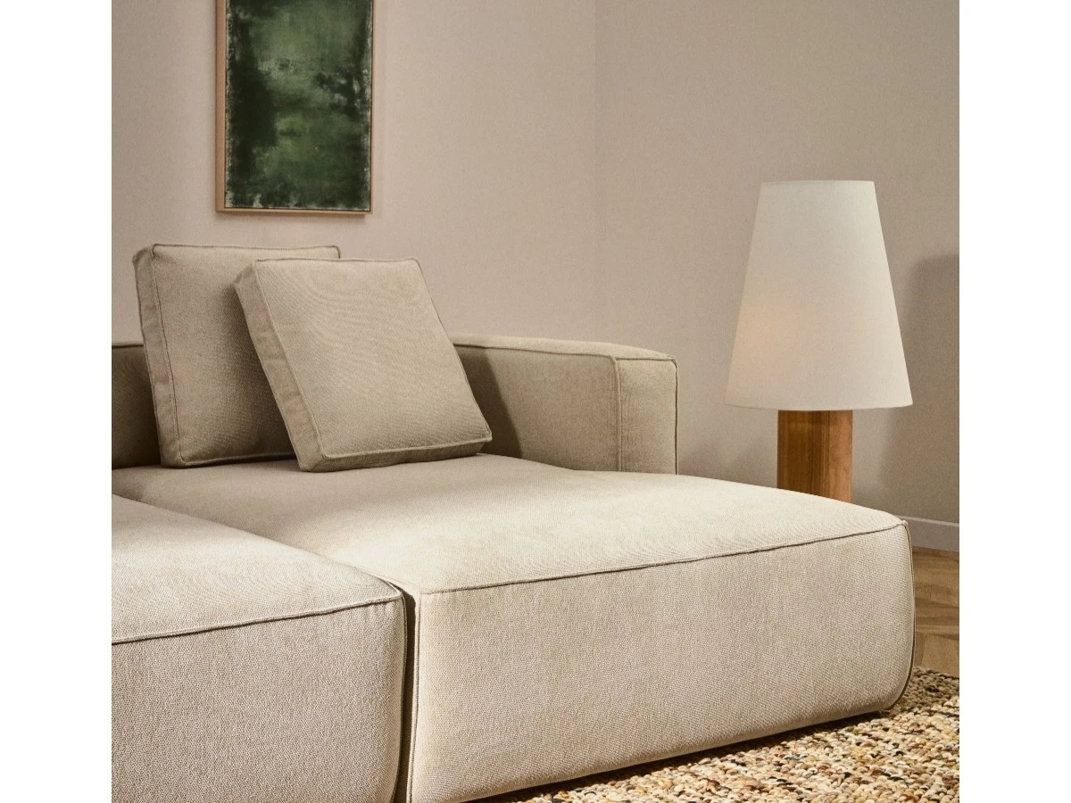 Диван-кровать Marela бежевый шенилл 3-местный с кушеткой справа 236 см 962195