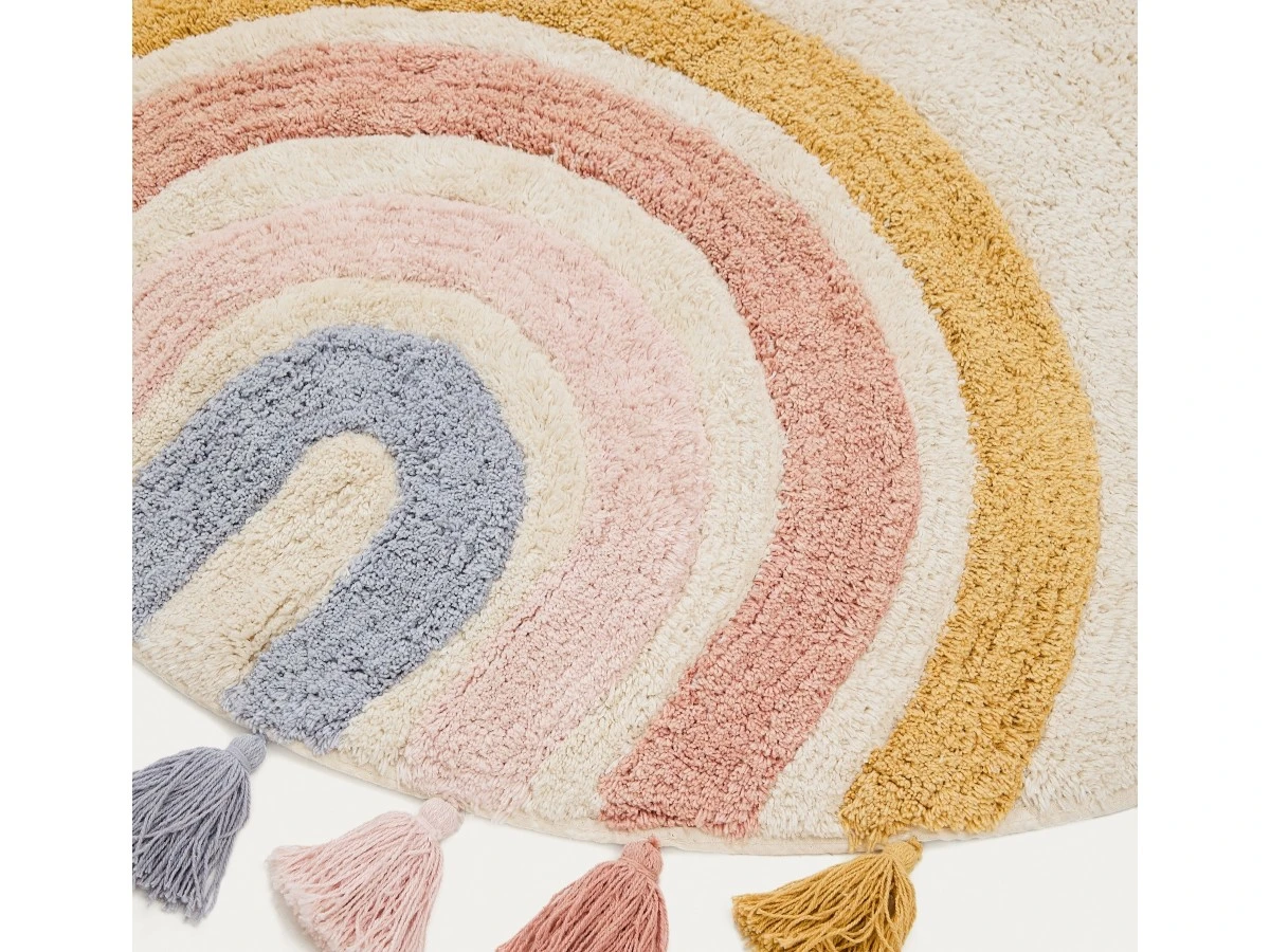 Круглый ковер Tadea 100% хлопок разноцветная радуга D 100 см 962264  - фото 3