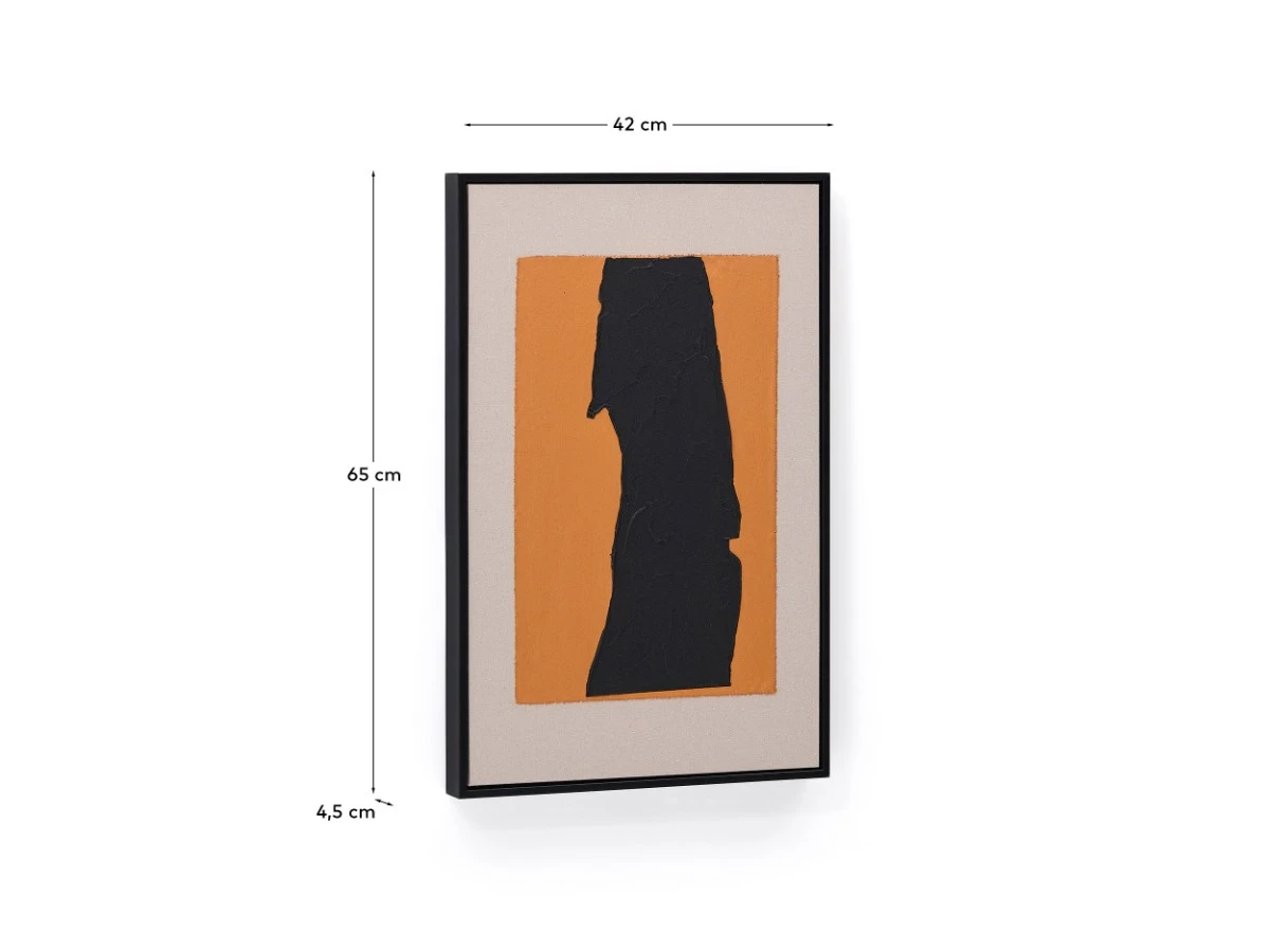 Zernu Абстрактная картина в оранжевых и чёрных тонах лен 42 x 65 см 962312  - фото 5