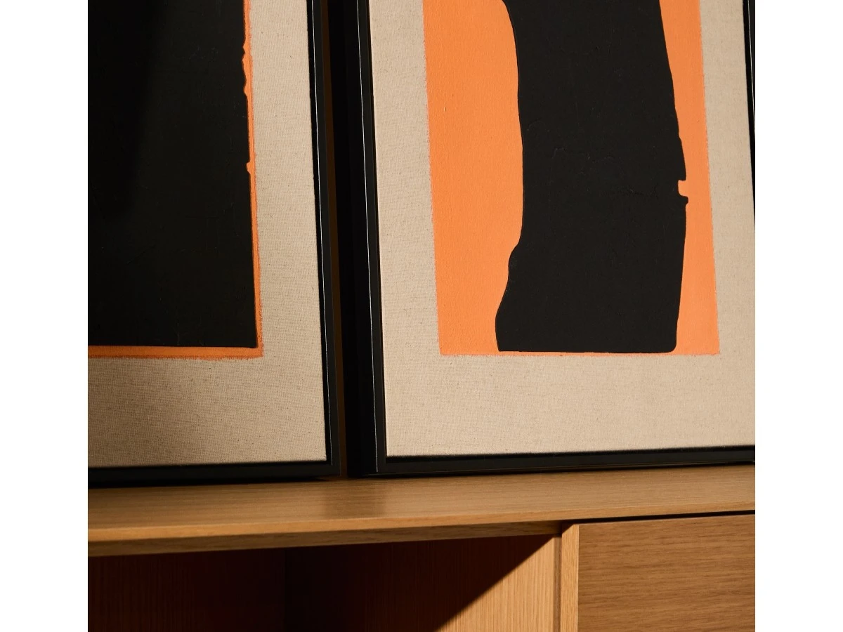 Zernu Абстрактная картина в оранжевых и чёрных тонах лен 42 x 65 см 962312