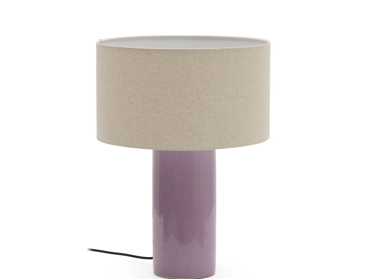 Керамическая настольная лампа Toneric с сиреневой отделкой и хлопковым абажуром 962313  - фото 4