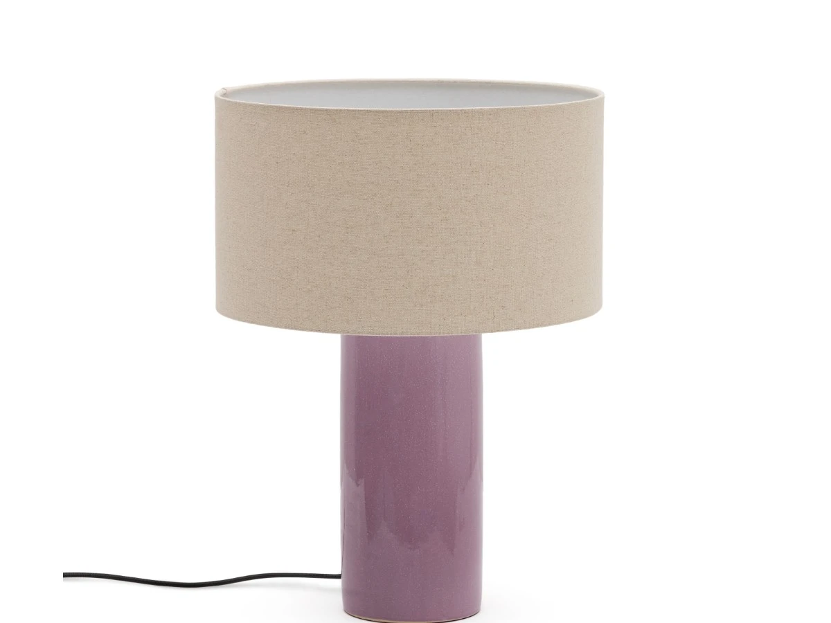 Керамическая настольная лампа Toneric с сиреневой отделкой и хлопковым абажуром 962313  - фото 3