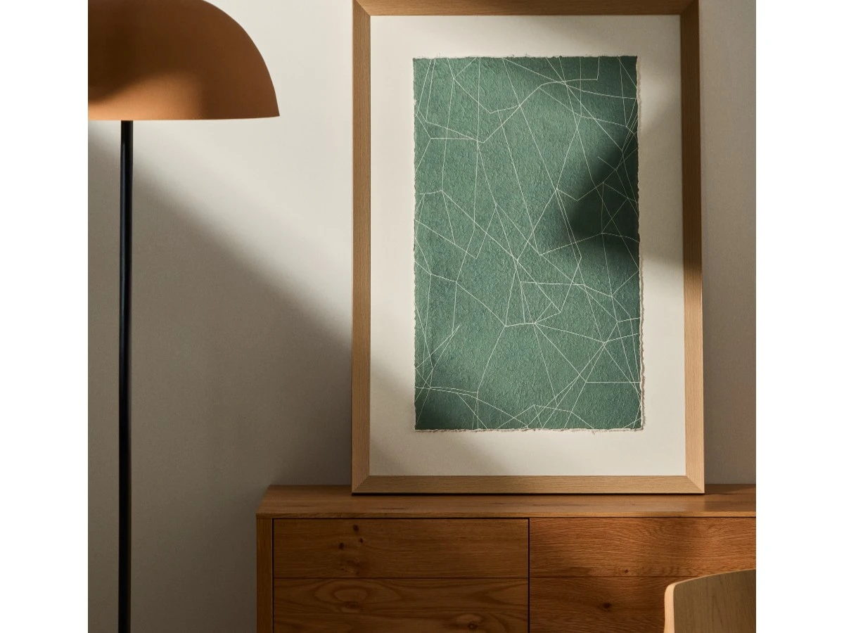 Durkan Абстрактная картина на переработанной бумаге зеленая 100 x 70 см 962323