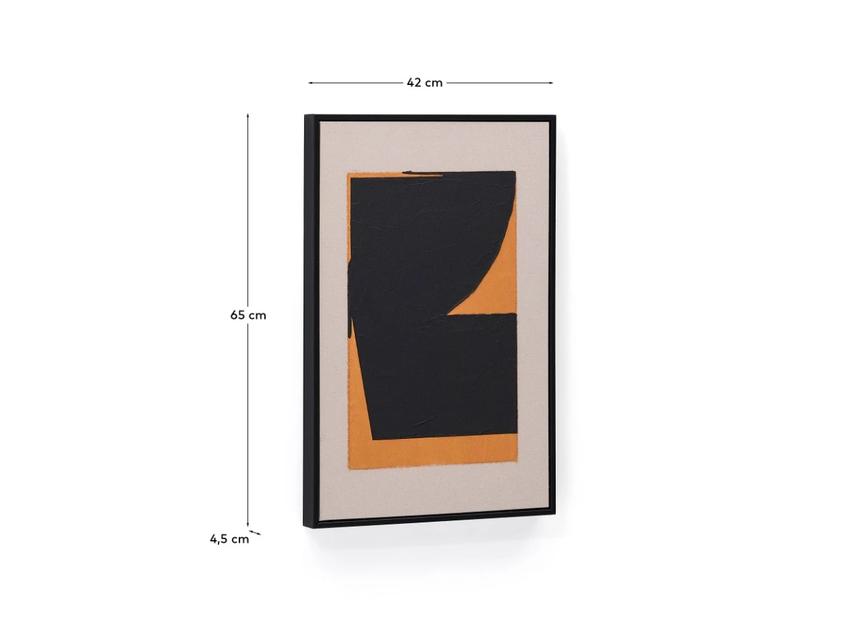 Zernu Абстрактная картина на оранжево-чёрном льняном холсте 962327  - фото 5