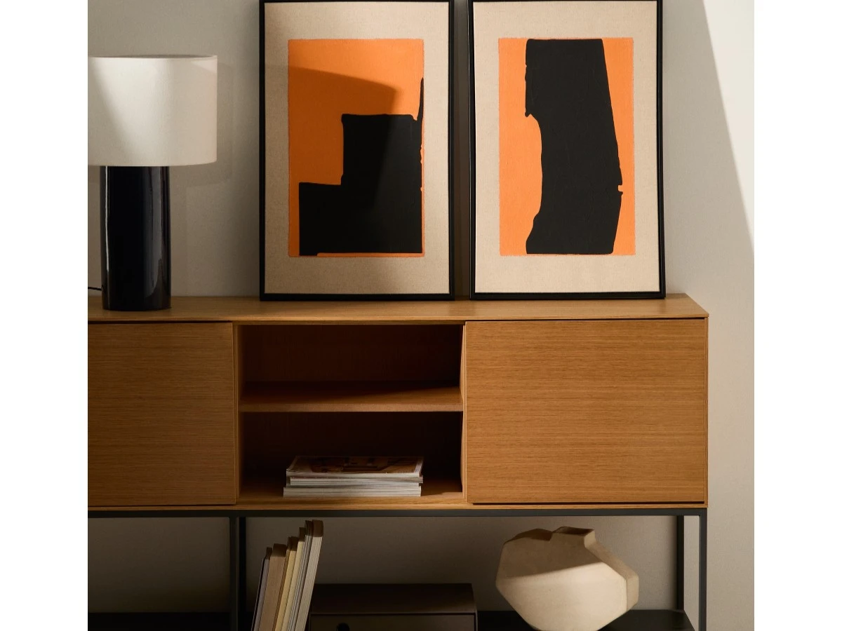 Zernu Абстрактная картина оранжево-чёрная на льняном холсте 962334  - фото 3