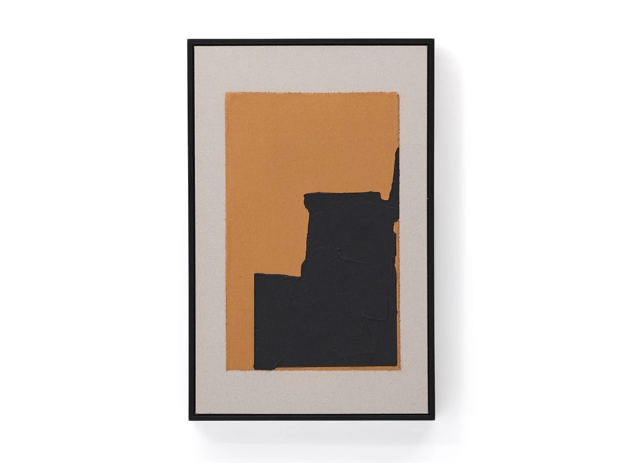 Zernu Абстрактная картина оранжево-чёрная на льняном холсте 962334  - фото 4