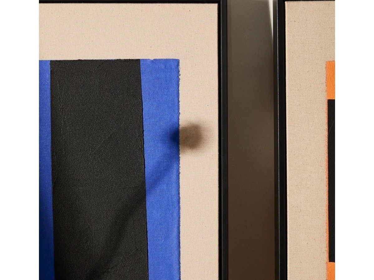 Zernu Абстрактная картина с синими и чёрными вертикальными линиями 42 x 65 см 962341  - фото 3