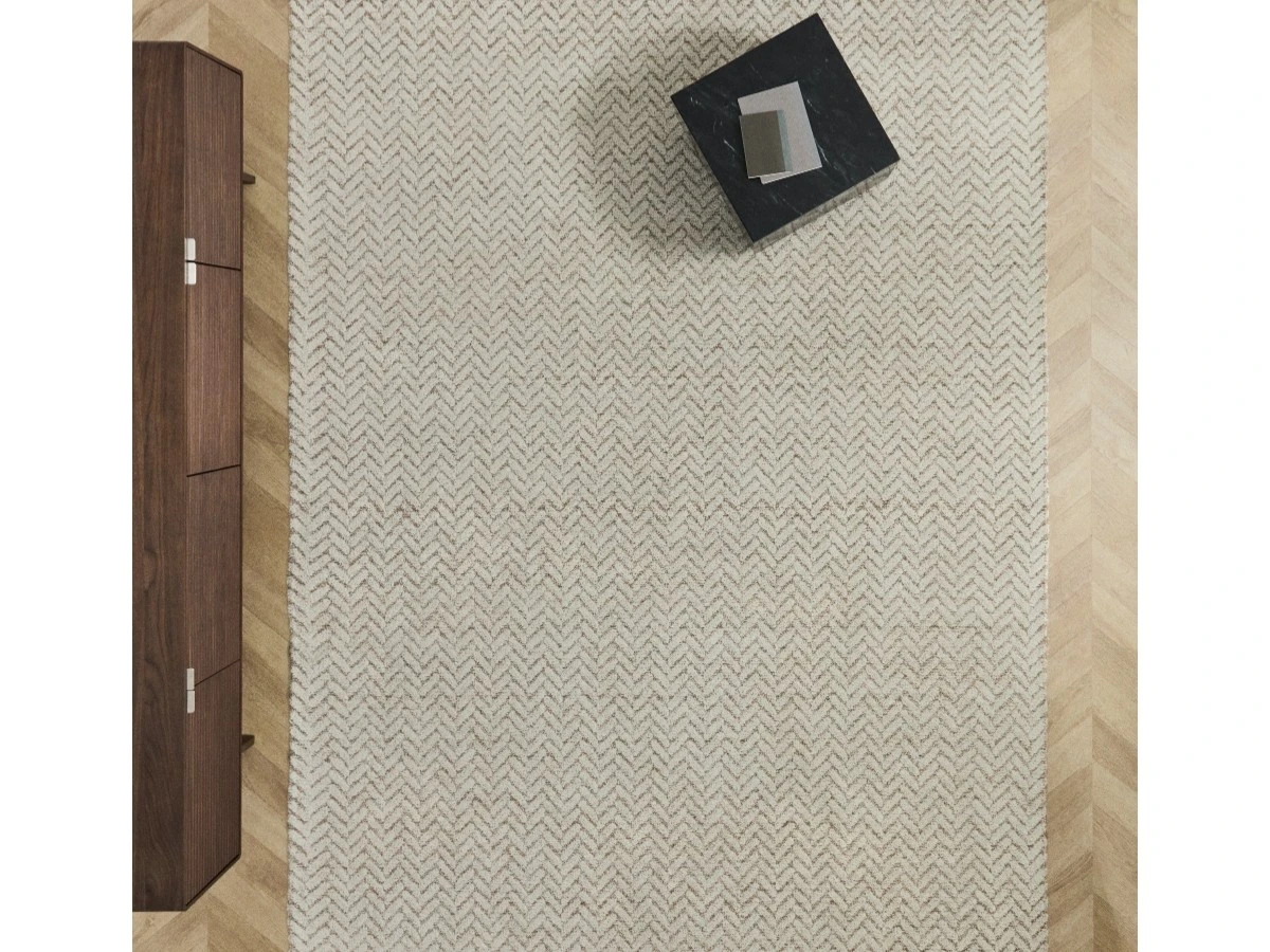 Жаккардовый шерстяной ковер Dalena в бежевую полоску 230 x 160 см 962377